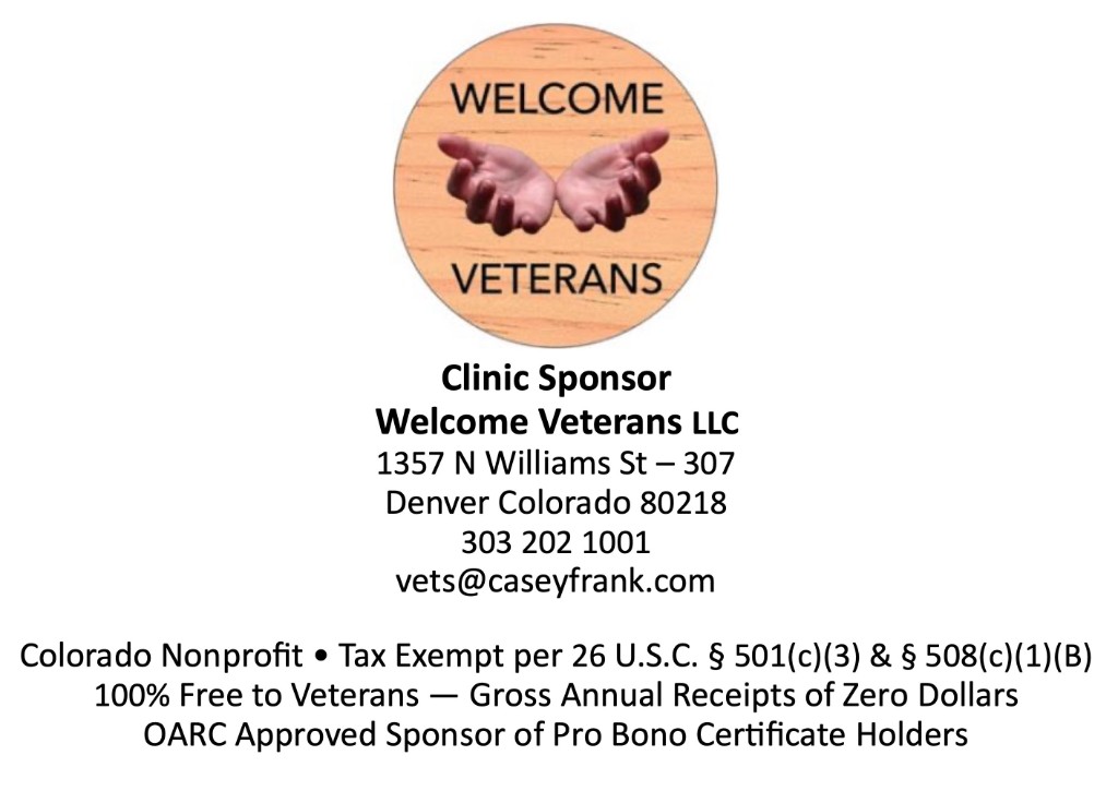 Clinic Sponsor — Welcome Veterans LLC